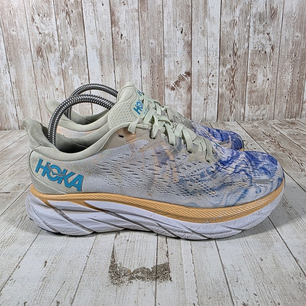 Hoka One One Clifton 8 Together Blue White Marble Running Shoes 1119394 TGT 7.5B - Picture 1 of 8
